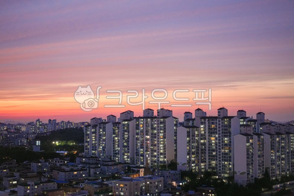 night view,seoul,purple sunset,city,sunset,night,downtown,nightfall,dinner,apartment