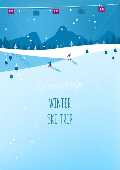 눈,리프트,스키,나무,겨울,미니멀,플랫디자인,감성,겨울,계절,winter,season,여행,휴가,traveling,vacation,trip,그래픽,일러스트레이션,graphic,illustration