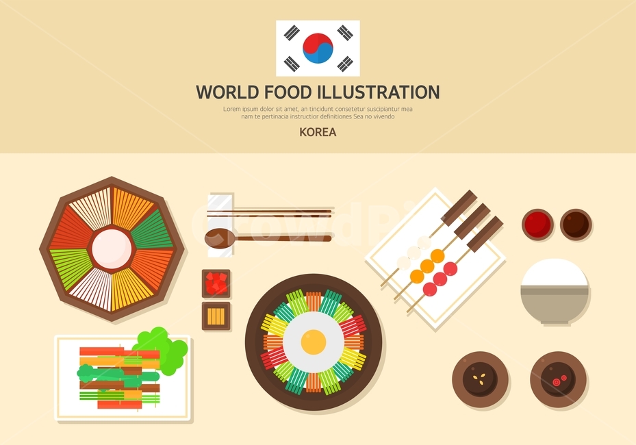한국,대한민국,비빔밥,꼬지,밥그릇,수정과,숟가락,젖가락,음식,플랫디자인,음식,식재료,요리,food,cook,meal,dishes,food reserves,한식,한국음식,한국요리,korean food,korean dishes,korean meal,korean cook,그래픽,일러스트레이션,graphic,illustration