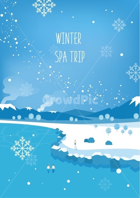 눈,눈결정,온천,얼음,겨울,미니멀,플랫디자인,감성,겨울,계절,winter,season,여행,휴가,traveling,vacation,trip,그래픽,일러스트레이션,graphic,illustration