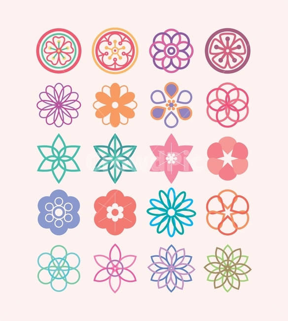 set,color,pattern,icon,collection,flower,Vivid,geometry,illustration,vector,decoration,object