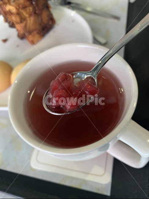 saucer,받침접시,pottery,도기류,석류,석류차,tea,spoon