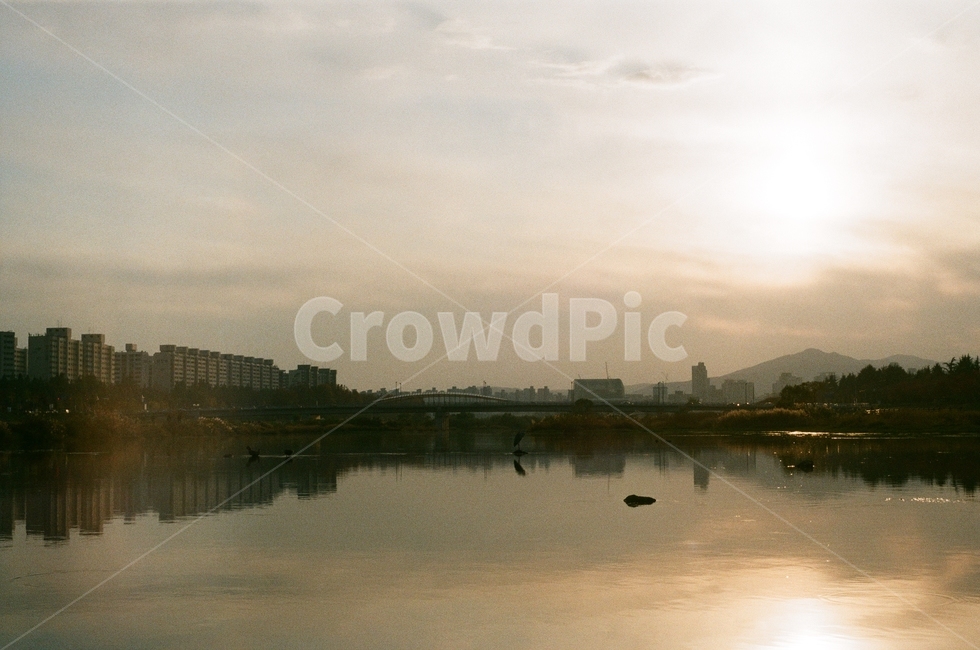river,sunset,석양,강,태양
