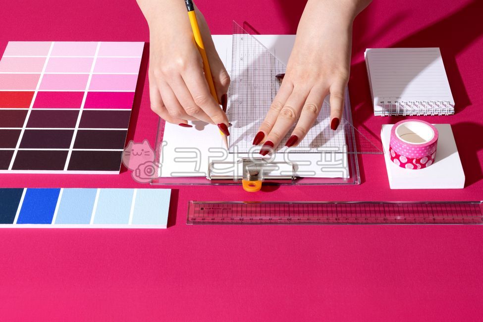 ruler,primary color,tape,drawing,palette,female,plan,Creation,floor plan,imagination,Viva Magenta,blueprint,color chip,style,magenta,note,Inspiration,pink,Art,strong,Fingernail,color,artist,idea,originator,paper,design,table,hand,finger,creator,art,set sq
