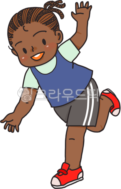 흑인,레게머리,인사,달리기,손흔들기,소녀,여자아이,다국적,다문화,인종,운동회,체육,손흔드는,체육복,승리,계주,빨간운동화,꼬마,어린이,유치원,어린이집,발랄한,스마일,기분좋은,smile,balck,running,sports