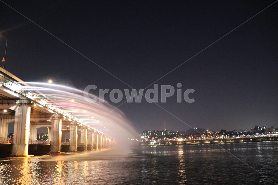 water,물,한강,분수,야경,반포대교,밤,아파트,야경,밤,풍경,nightscape,night,landscape