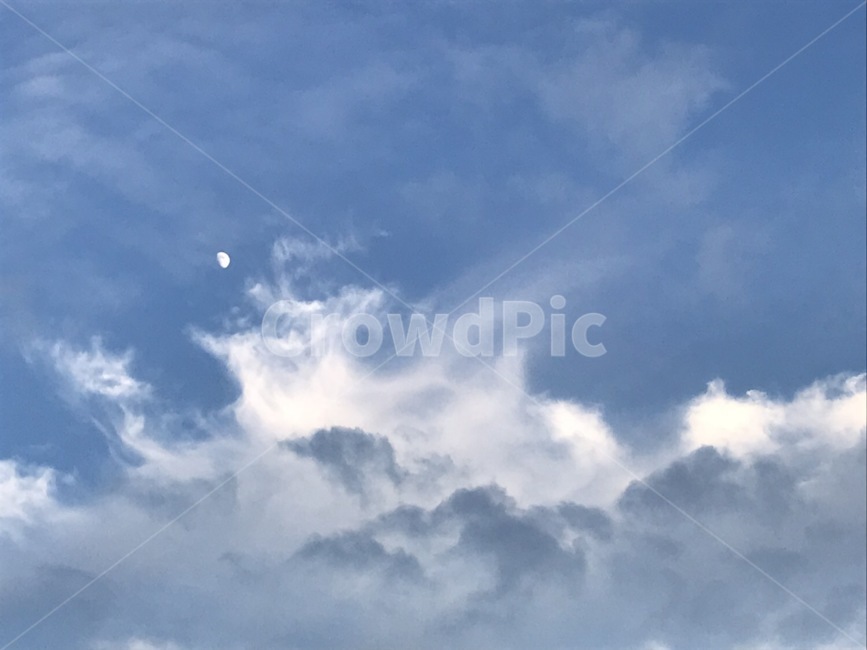 하늘,구름,sky,파랑,달,moon,오후,저녁,풍경