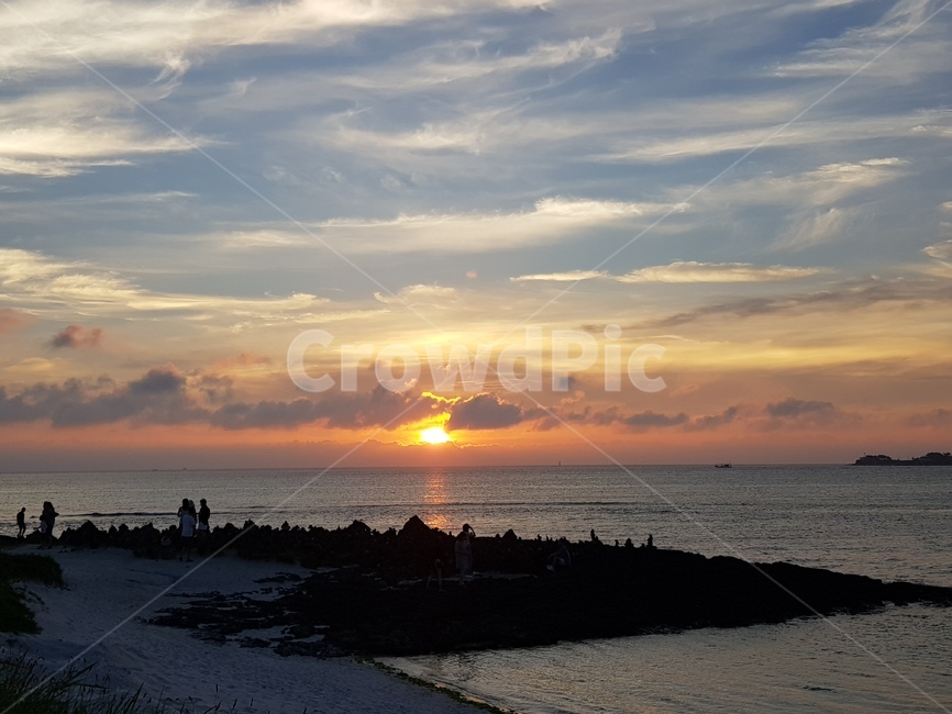 바다,제주도,일몰,구름,하늘