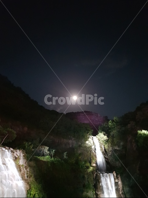 폭포,waterfall,보름달,fullmoon,야간폭포