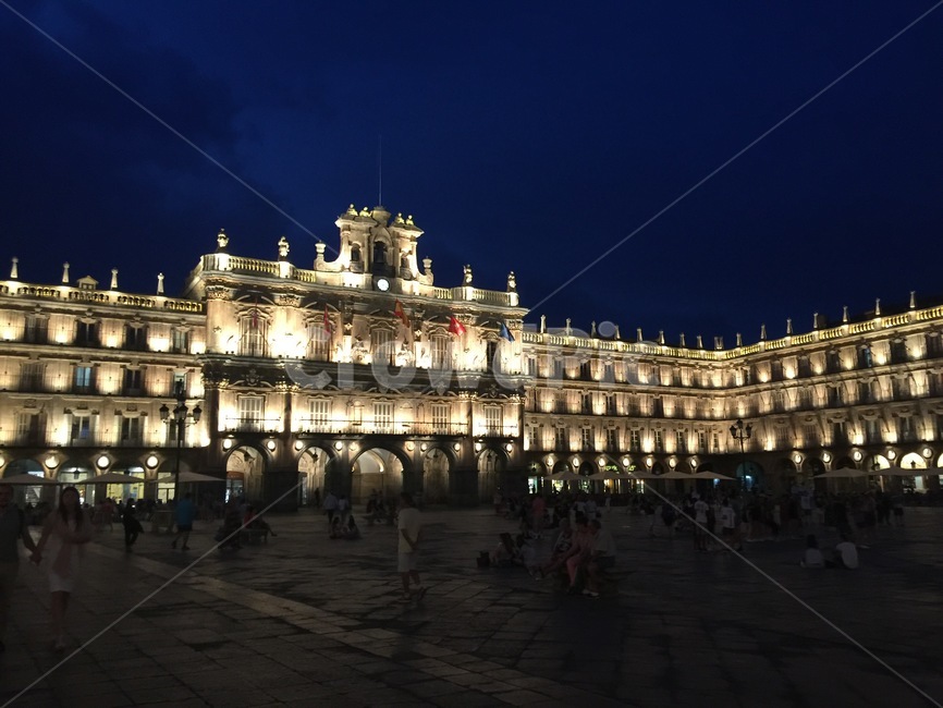 살라망카,스페인,밤,사람들,광장,빛,spain,salamanca