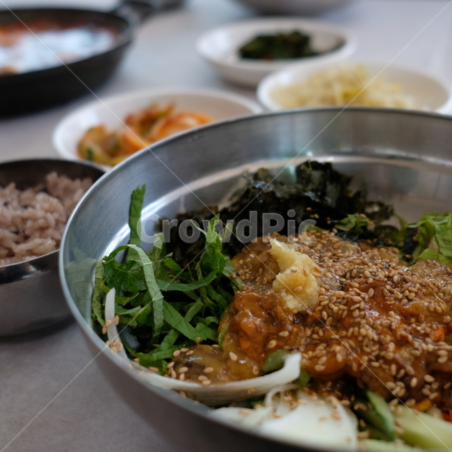 음식,비빔밥,성게알,한식,야채
