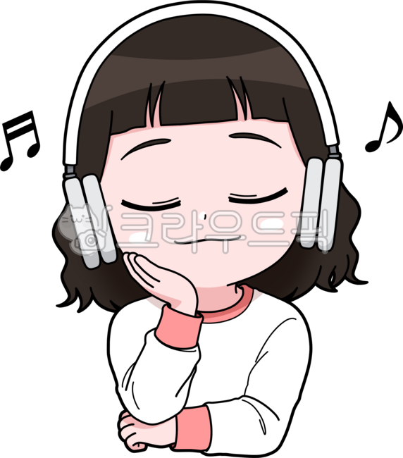 음악,감상,스트리밍,뮤직,헤드폰,여자,단발,음악감상,턱괴는,턱괴고있는,턱괴고