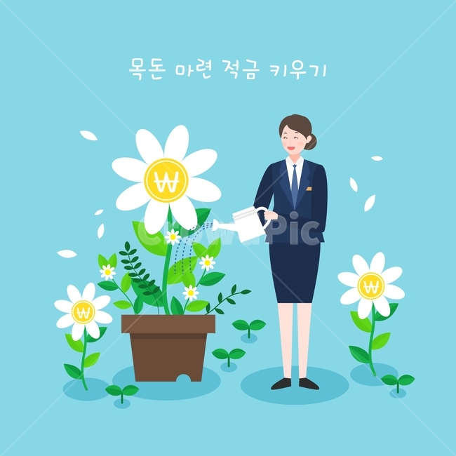 꽃,새싹,돈,화분,물뿌리개,캐릭터,사람,금융,비즈니스,산업,industry,industrial,금융,돈,finance,banking,money,그래픽,일러스트레이션,graphic,illustration