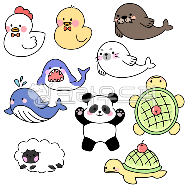 동물,동물이모티콘,귀여운동물,동물캐릭터,animal,동물원,zoo,닭,병아리,오리,물범,하프물범,바다표범,포유류,바다,조류,새,판다,팬더,거북이,메론빵,앵두,양,12간지,십이간지,초식동물,터틀,자라,panda,sheep,shark,lamb,샤크,조스,죠스,duck,chick
