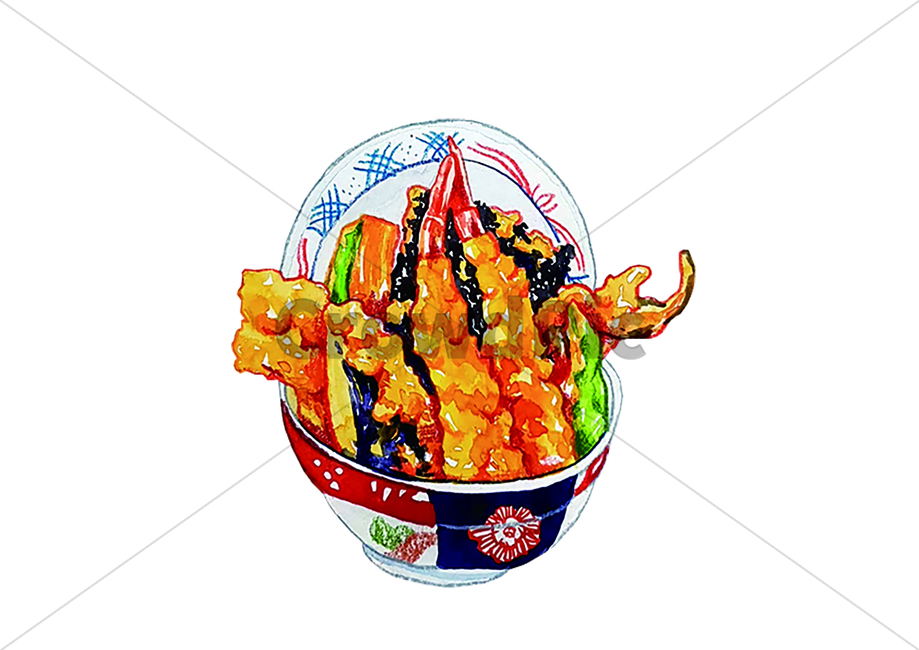 음식,덮밥,수채화,그림,일러스트,튀김,튀김덮밥,food,식당,일식,요리,일식,일본음식,일본요리,Japanese food,Japanese dishes,Japanese meal,Japanese cook,그래픽,일러스트레이션,graphic,illustration