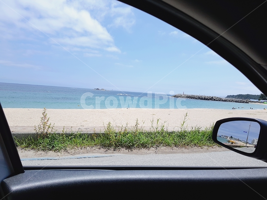드라이브,drive,beach,해변,자동차,물,모래,풀,sea,ocean,거울,mirror,교통,교통수단,traffic,transportation