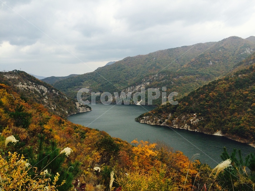 nature,자연,outdoors,강,river,가을,단풍,단풍나무,산기슭,산,mountain,fall,autumn,풍경,가을풍경