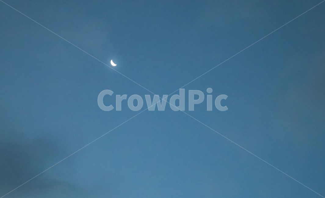 달,초승달,새벽,하늘,블루,어두운,빛나는,moon
