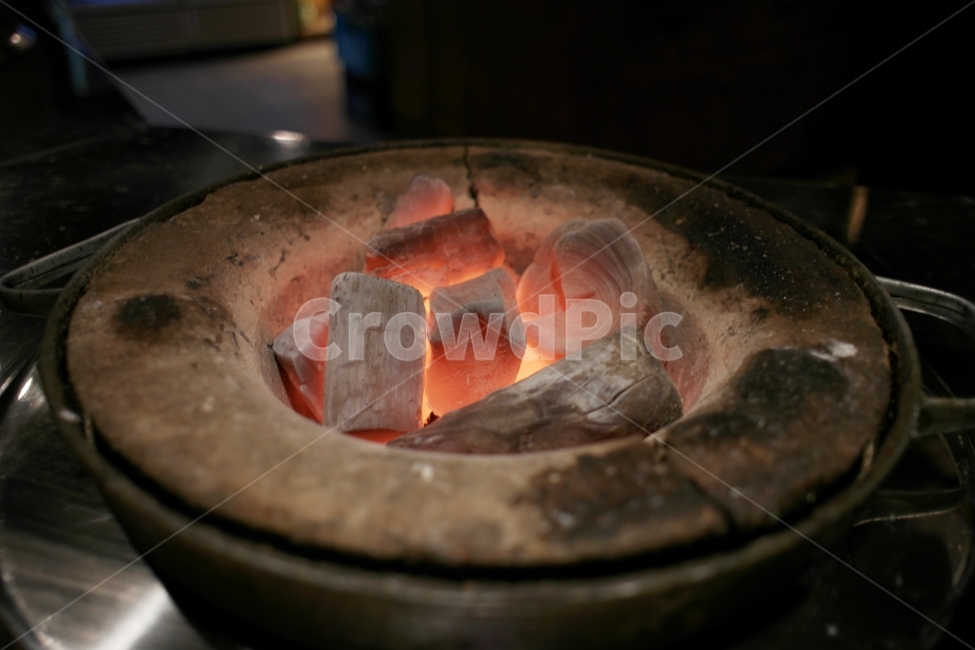 숯불,화로구이,숯,고기굽기전,화로
