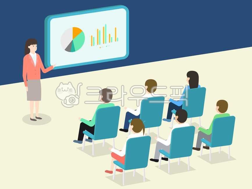 bulletin board,education,Illustration,office,white collar,presentation,drawing,female,worker,businesswoman,businessman,work,graph,office worker,person,job,male,business woman,woman,whiteboard,vector,company,lecture,man,human,business,chair,lecturer,people
