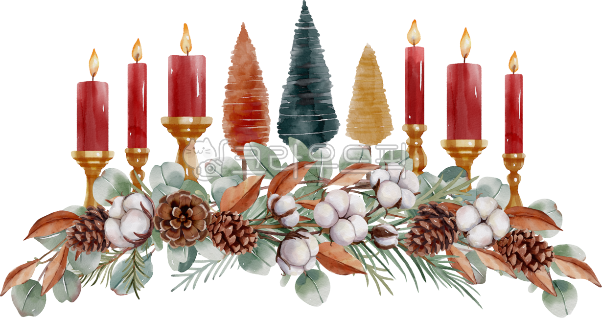 Decorating a diary,hand drawing,Element,eucalyptus,winter,cotton,leaf,christmas,Christmas illustration,Dakku,watercolor,painting,candle,pine cone,drawing,illustration,Watercolor,graphic,design source