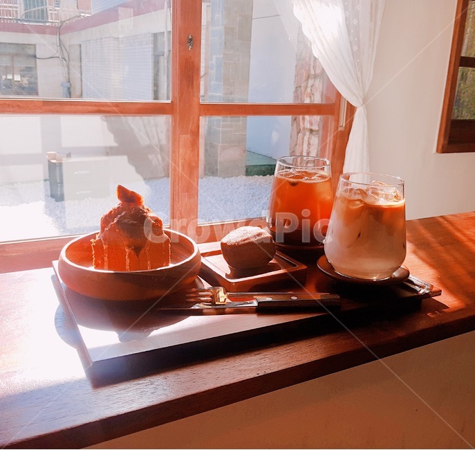커피,디저트,카페,여유,햇살