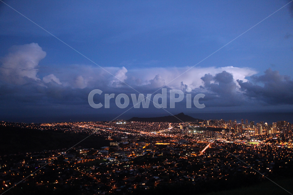 하와이,야경,다이아몬드헤드,오하우,nature,자연,경치,풍경,aerialview,하와이야경,다이아몬드,화산,미국,해질녘