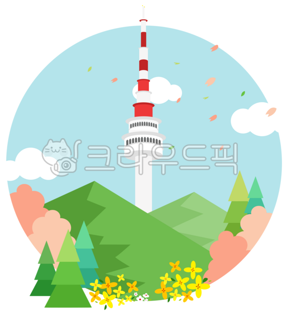 Namsan,Namsan Tower,Seoul Tower,Seoul scenery,Namsan scenery,N Seoul Tower,spring,Seoul attractions,Namsan date,Namsan illustration,landmark,building,Republic of Korea,tower,seoul,hotspot,landmark,Seoul tourist attraction,Korean tourist 