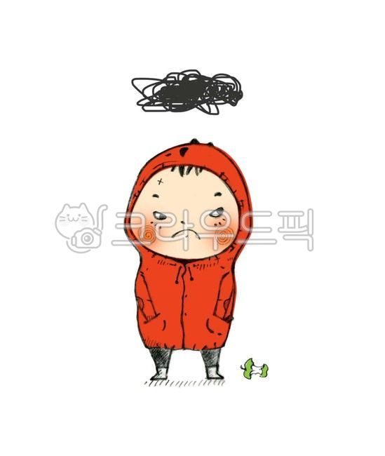아이,꼬마,어린이,심술,화났어,심통,고집불통,화,빨간후드,화난,먹구름,삐침,표정,손그림,일러스트,illustration,빨간색,빨강,미워,반항,캐릭터,인물