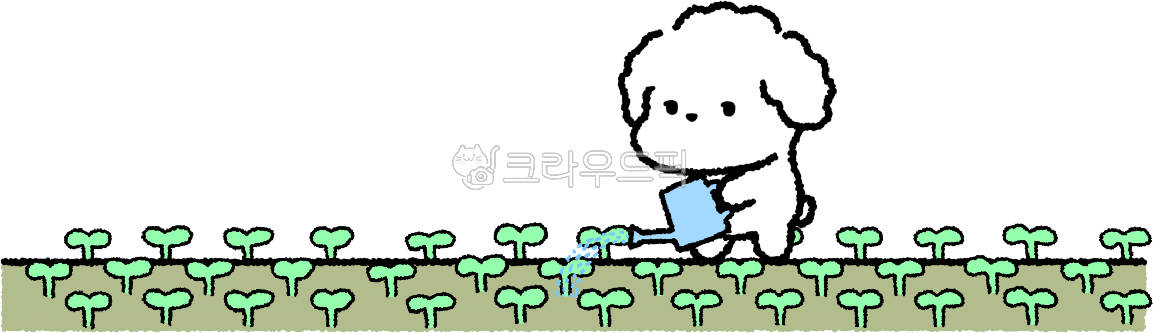 puppy,character,emoticon,divider,sprout,spring,watering,butler,seedling