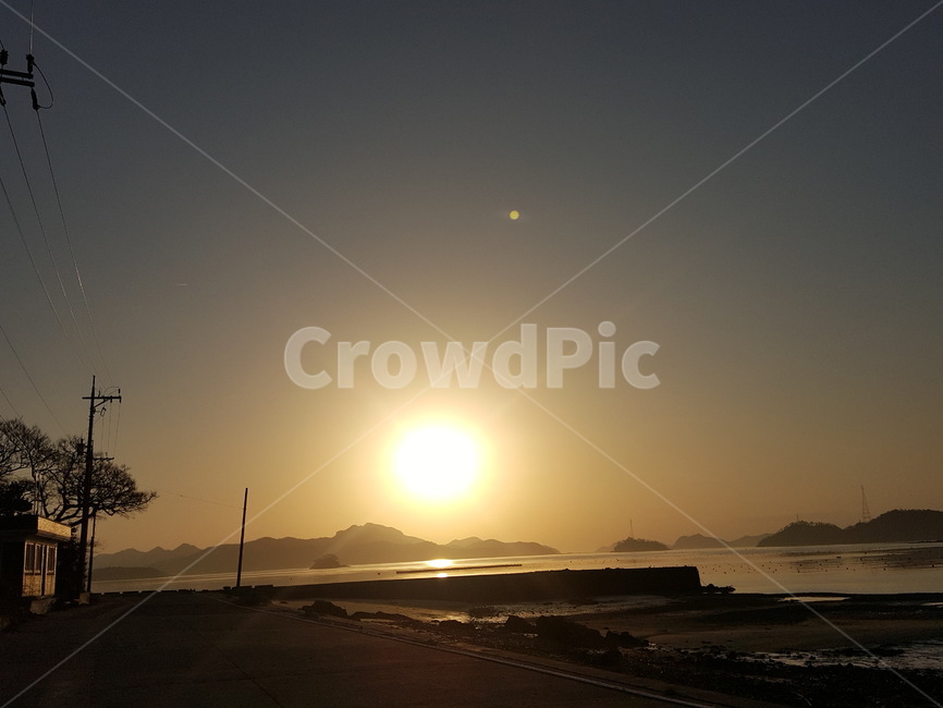 노을,석양,바다,해,달