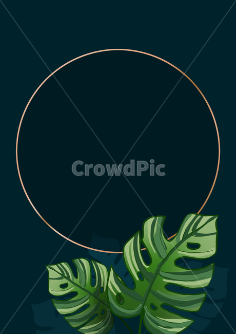 Botanical,title,gold,leaves,botanical,graphic,title frame,green,brochure,nature,invitation,gold border,leaf,plant illustration,plant,illustration,tropical plants,card,frame