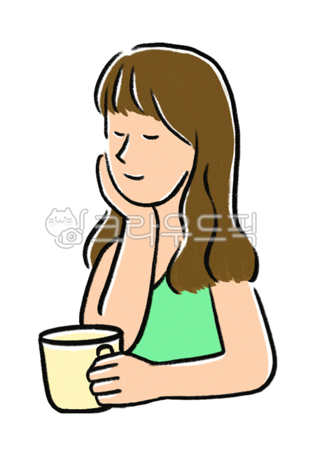 커피마시는여자,일러스트,커피,여자,손그림