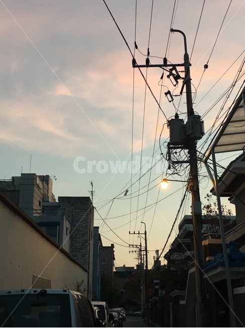노을,주황,감성,자연,휴식,sky,red,구름,저녁,색감,하루,전봇대