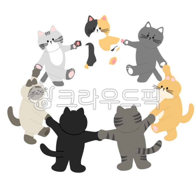 고양이,캐릭터,세계고양이의날,동물,반려동물,cat,반려,animal,드로잉,강강수월래,간단,단순,심플,아기자기,귀여운,회색,삼색고양이,고등어냥이,치즈냥이,검정,샴고양이,발바닥,고양이강강수월래