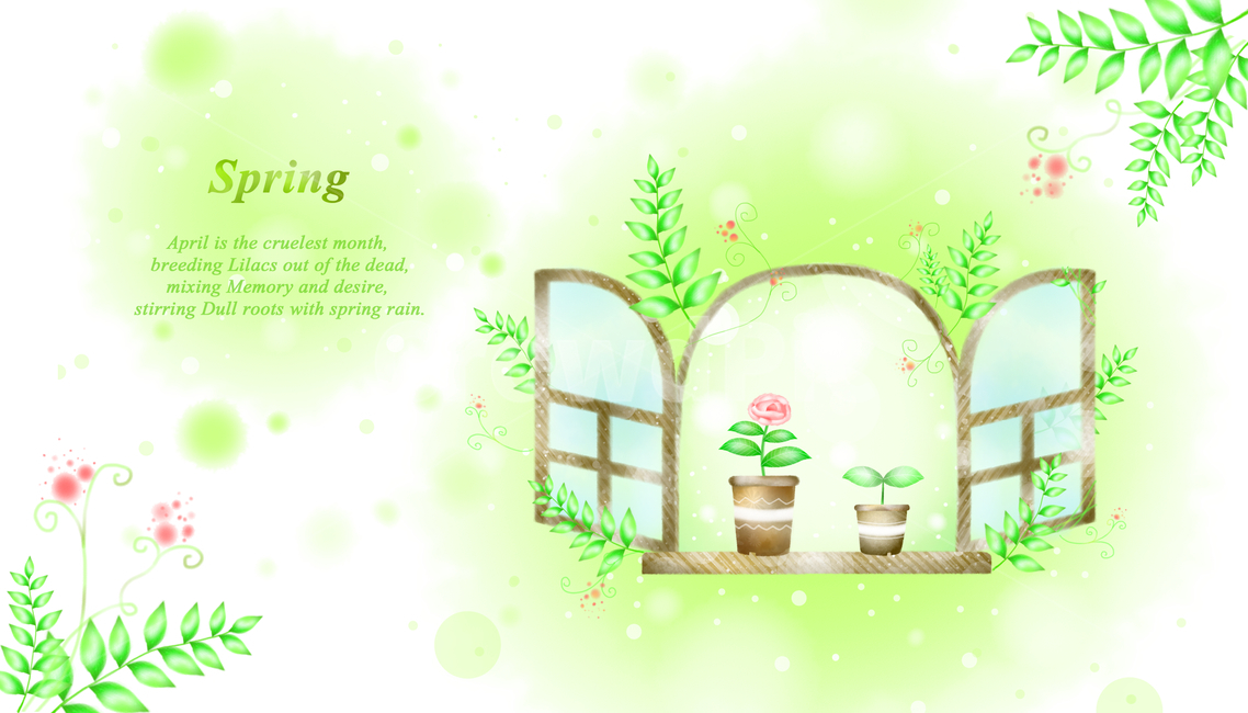 창문,화분,꽃,나뭇잎,나뭇가지,감성,봄,배경,백그라운드,봄,계절,spring,season,꽃,flower,그래픽,일러스트레이션,graphic,illustration,art,미술,green,초록