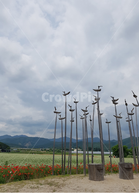 솟대,문화,전통,한국,한국문화,전통문화,하늘,꽃밭,풍경,신앙,토속,민속,구름,한국전통,한국문화,korean traditional,korean culture