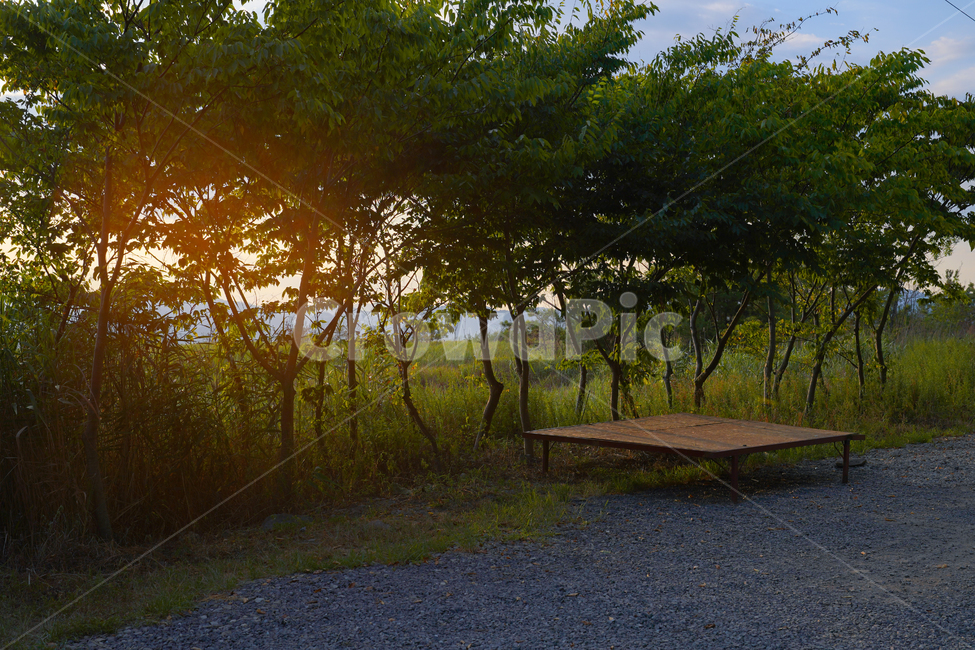 일몰,노을,해질녘,빈자리,평상,휴식,힐링,rest,relaxation,healing