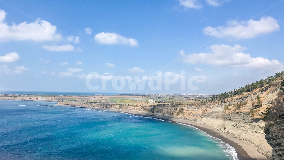 바다,하늘,제주도,해변,송악산,자연,풍경,nature,landscape,outdoors,옥외,land,땅,ocean,대양,sea,water,물,shoreline,해안선,coast,연안