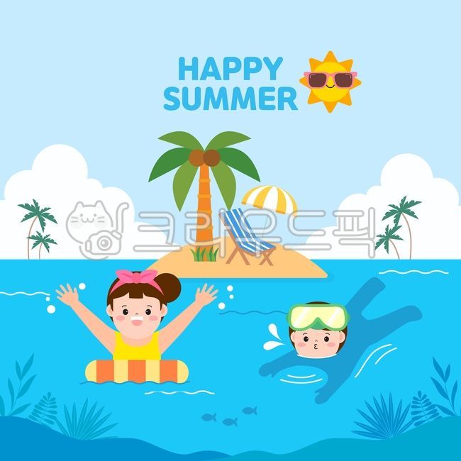 여름일러스트,여름이미지,바다이미지,바다일러스트,여름,계절,휴가,휴양지,방학,즐거운,행복한,2명,남자,여자,여자인물,남자인물,커플,아시아,동양인,한국인,바다,바캉스,물놀이,여행,힐링,파도,풍경,해양,백그라운드,웹소스,프로모션,시즌,홍보,팝업,이벤트,광고,구름,하늘,파랑,야자수,열대,식물,트로피컬,나뭇잎,야자잎,컨셉,선글라스,해변,튜브,수영,태양,해,물고기,해초