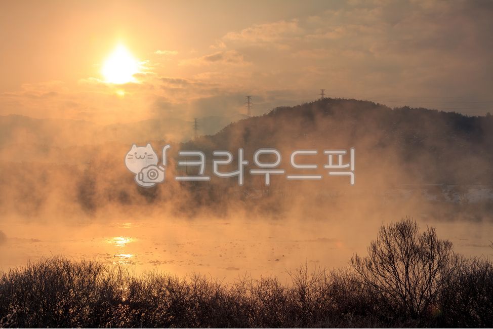 상고대,서리,눈꽃,소양강,소양호,겨울,물안개,안개,물,강,호수,추운,차가운,나무,야외,실외,풍경,강원도,춘천시,춘천,태양빛,태양,해,햇빛,일출,일몰,석양,황혼,아침,오후