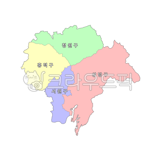 충청도,충청북도,청주시,대한민국,우리나라,한국,행정구역,시,지도,행정구역지도,4색지도,파란색,노란색,빨간색,초록색,map,구