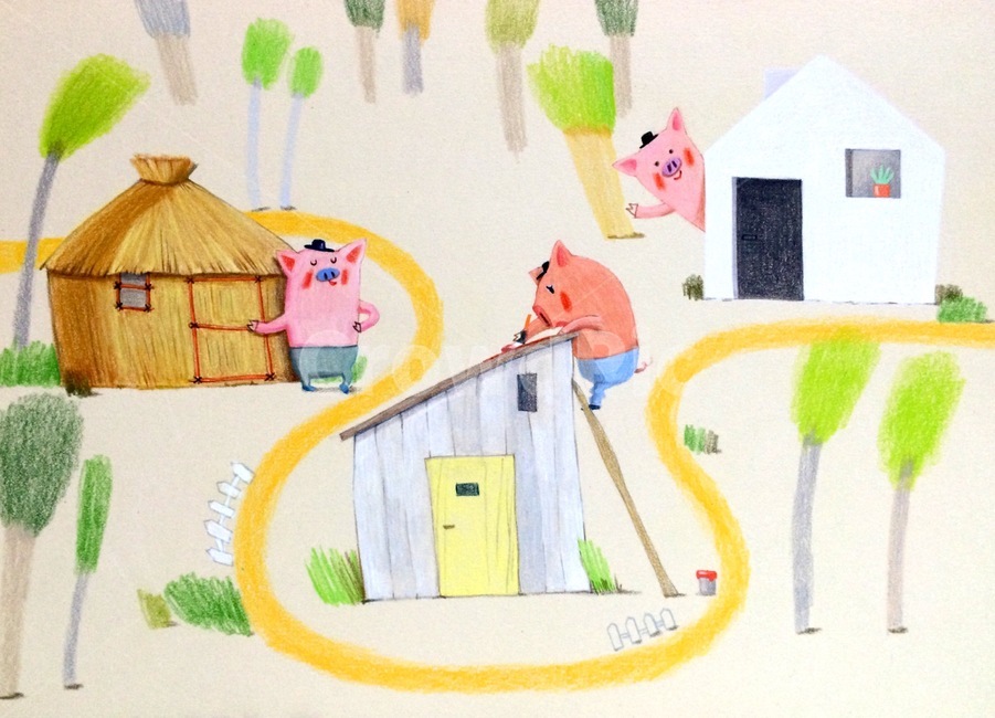 아기돼지,색연필,돼지,동물,동화,그래픽,일러스트레이션,graphic,illustration