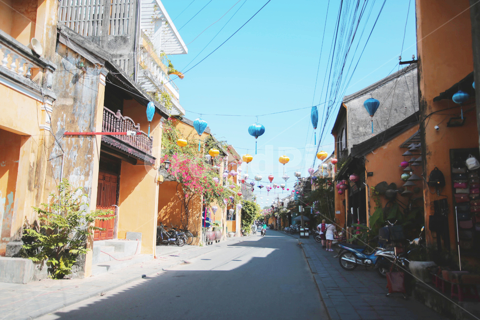 마을,한적한,호이안,올드타운,베트남,거리,street,village,hoian,vietnam,danang,다낭,빌리지,노란집,풍등,길,도로