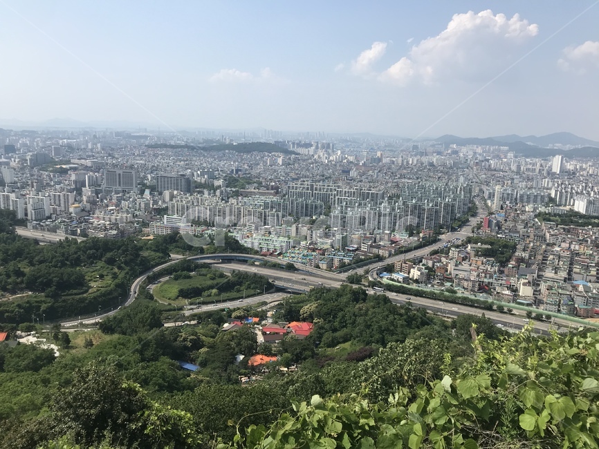 전경,경치,주택,산정상,도심,자연,풍경