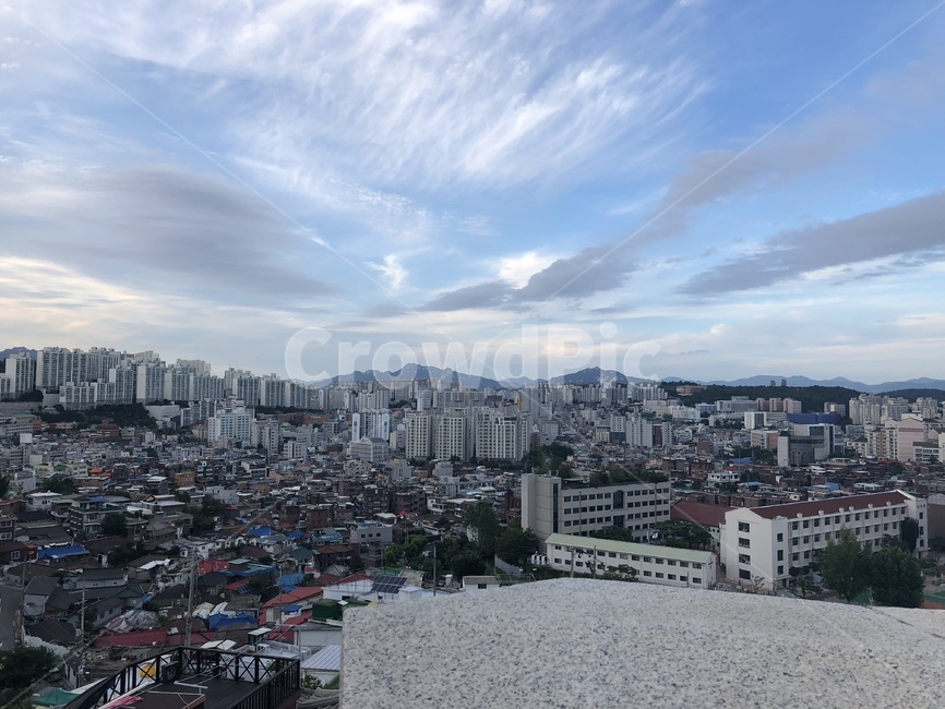 하늘,구름,도시,지평선,산정상