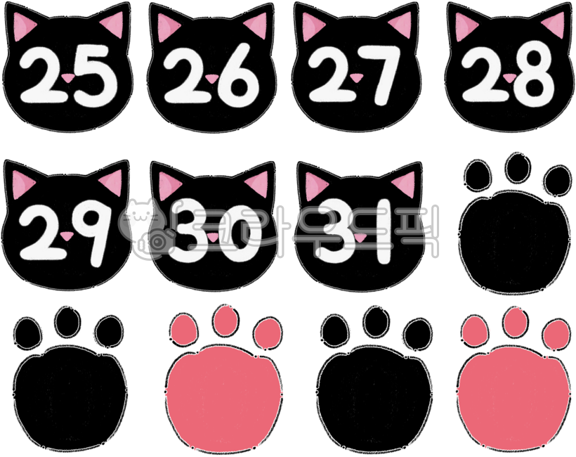파스텔숫자,크레용숫자,크레파스숫자,문구,숫자일러스트,숫자꾸미기,기념일,축하일,생일,넘버,번호,전화번호,숫자놀이,number,달력판,달력,고양이달력,calendar,동물숫자,고양이날짜,검은고양이