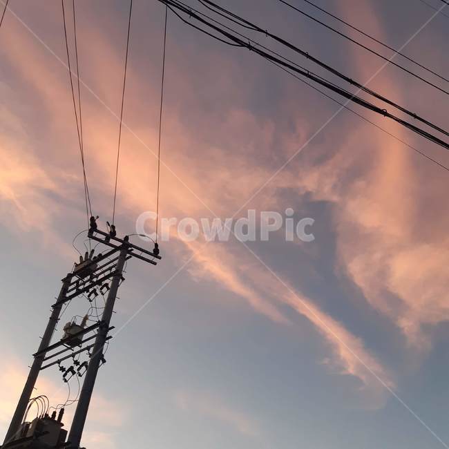 송전탑,전봇대,하늘,전력선,구름,황홀,노을,cable,케이블,powerlines,빈티지,electrictransmissiontower