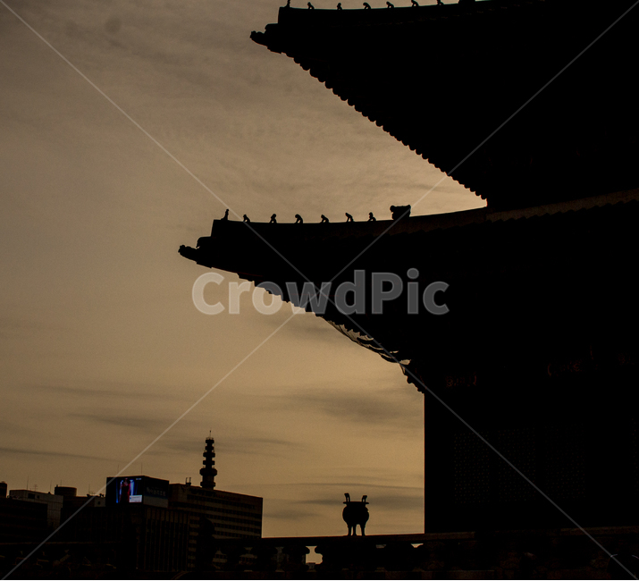 일몰,노을,실루엣,기와,building,한국전통,한국문화,korean traditional,korean culture,건축물,건물외관,exterior,building,structure,architecture,construction