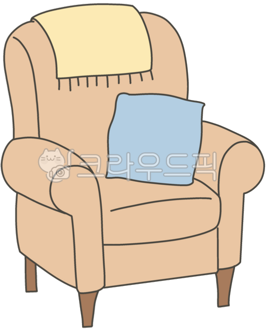안락의자,소파,가구,인테리어,휴식,거실,의자,쿠션,담요,일러스트,편안한,집,가구디자인,귀여운,베이지색,배경소스,생활,오브젝트,가구일러스트